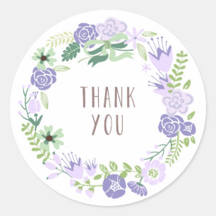 Floral Wreath   Thank You Stickers