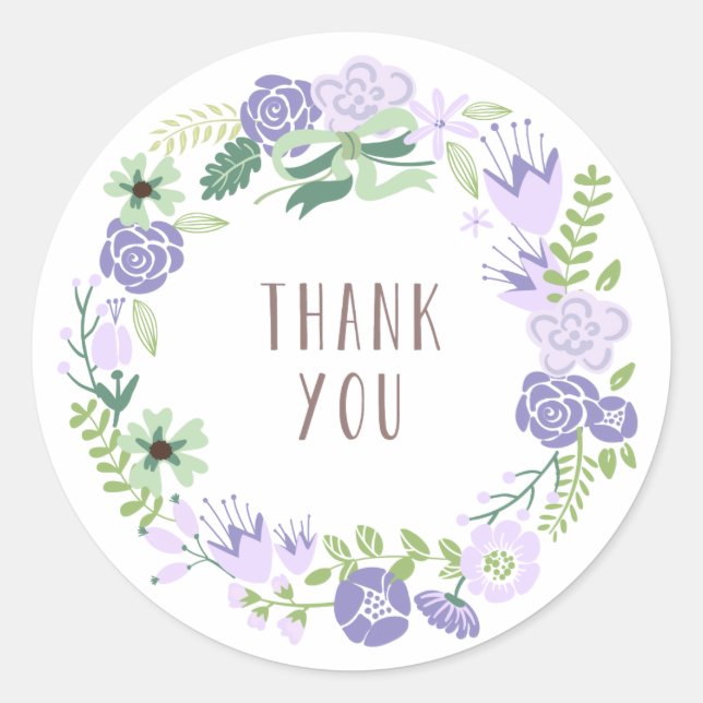 Floral Wreath | Thank You Stickers (Front)