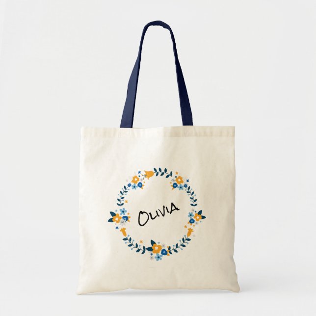 Floral Wreath Tote Bag (Front)