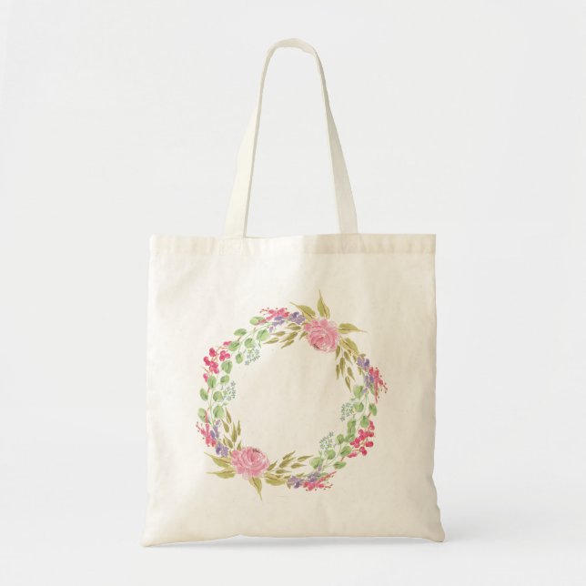 Floral Wreath Tote Bag - Personalised (Front)