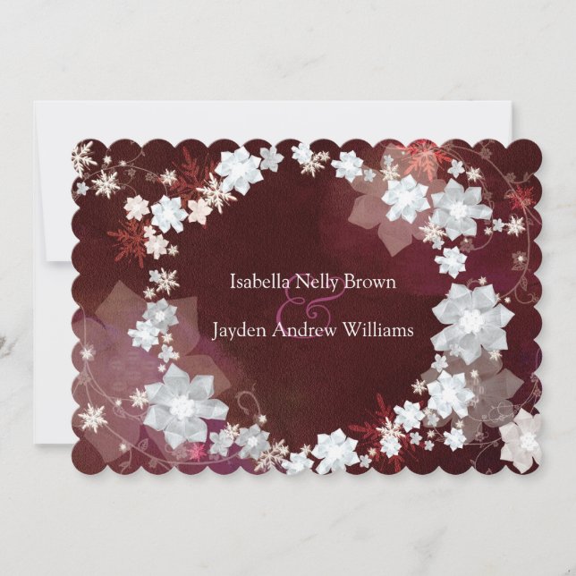 Floral Wreath Unique Winter Wedding Invitation (Front)