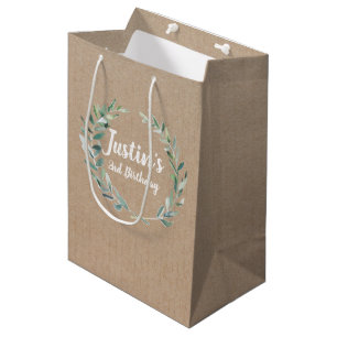 Floral Wreath Vintage Birthday Craft gift bag