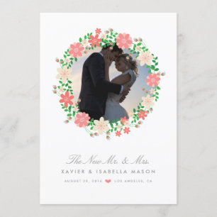 Floral Wreath Wedding Announcement