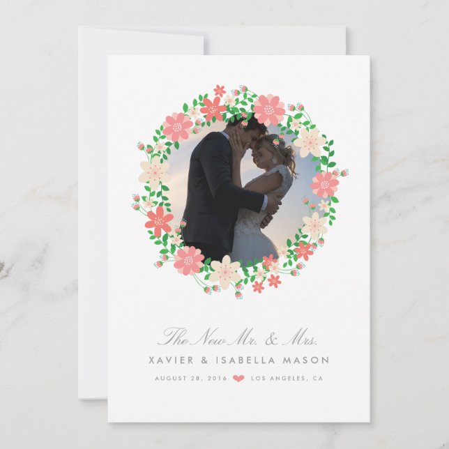 Floral Wreath Wedding Announcement (Front)