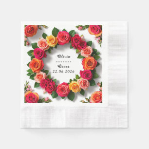 Floral Wreath Wedding & Bridal Shower Decor Napkin