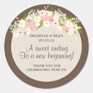 Floral Wreath Wedding Classic Round Sticker