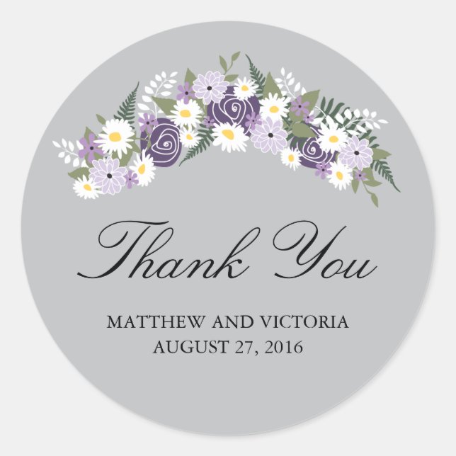 Floral Wreath Wedding Classic Round Sticker (Front)