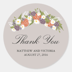 Floral Wreath Wedding Classic Round Sticker
