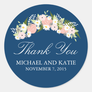 Floral Wreath Wedding Classic Round Sticker