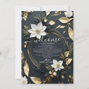 Floral Wreath Wedding Welcome Letter & Itinerary Invitation