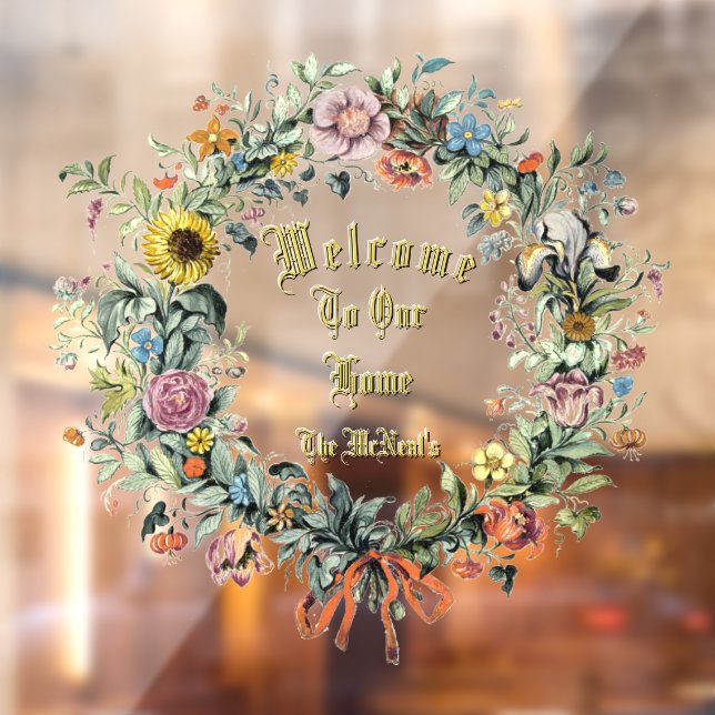 Floral Wreath Welcome Template Window Cling (Sheet 2)