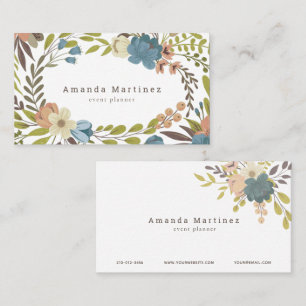 Floral Wreath White Business Card