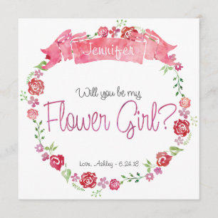 Floral Wreath Will You Be my Flower Girl Card