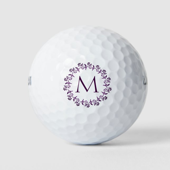 Floral Wreath with Monogram Golf Balls (Front)