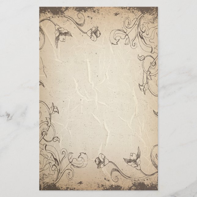 Floral Wrinkled Antique Stationery (Front)