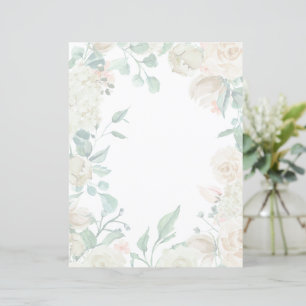 Floral writing paper - cream watercolor roses