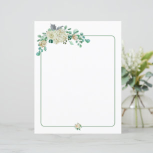 Floral writing paper - cream watercolor roses