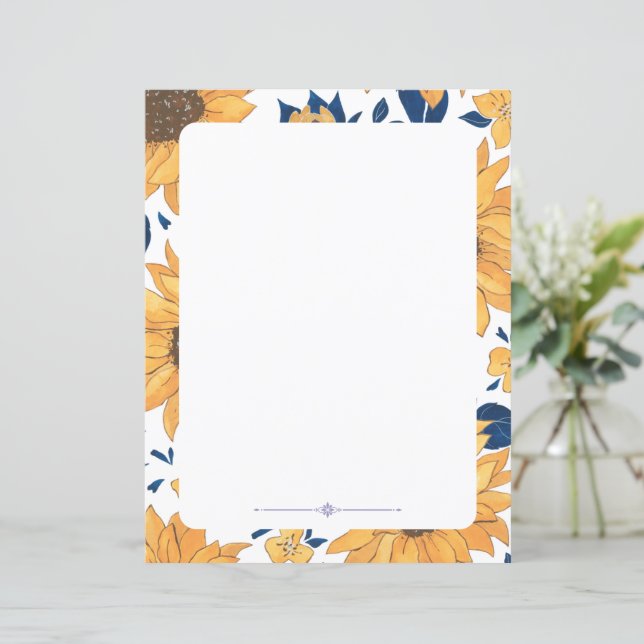 Floral writing paper - sunflowers (Standing Front)