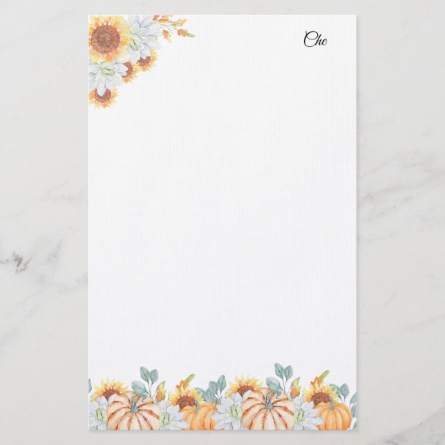 Floral Writing Personalised Stationery Paper (Front)