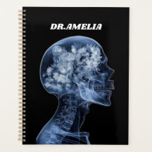 Floral Xray Skull Doctor Name Dark Medical Art