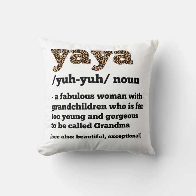 Floral Yaya Definition Grandma Mother's Day Grandm Cushion (Front)