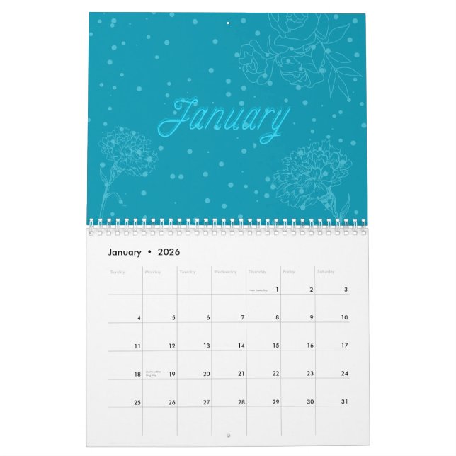 Floral year: cute colorful seasonal garden flowers calendar (Jan 2026)
