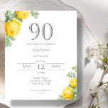 Floral Yellow | 90th Birthday Budget Invitation<br><div class="desc">Celebrate your special day in style with these beautiful yellow floral birthday invitations! The elegant design features delicate flowers in yellow and green shades, making it the perfect choice for a sophisticated and timeless celebration. These invitations are printed on paper making them an affordable option for those on a budget....</div>