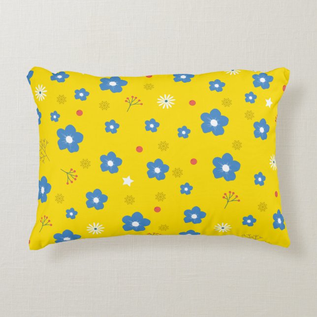 Floral Yellow Accent Pillow (Front)