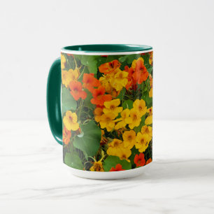 Floral Yellow and Orange Nasturtiums Photo Mug