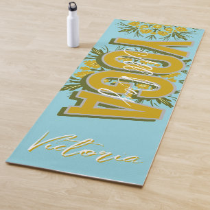 Floral Yellow Any Colour Personalised Name Yoga Ma Mat
