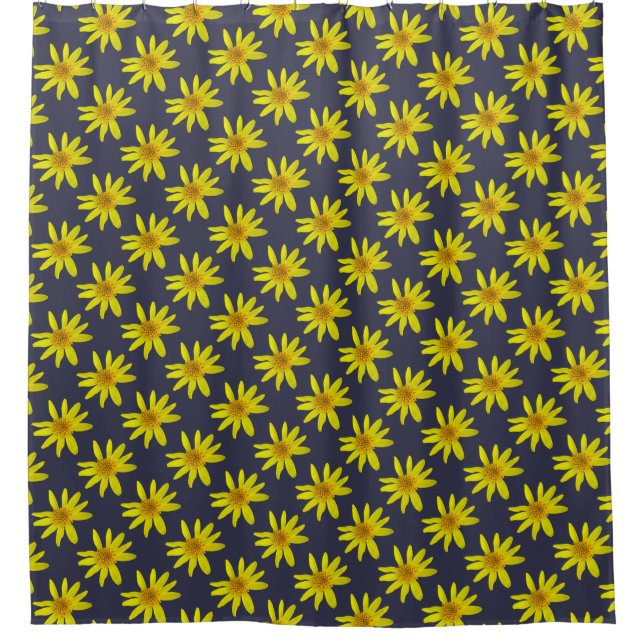 Floral Yellow Arnica on any Colour Shower Curtain (Front)