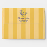 Floral Yellow Blue Bouquet Stripe Wedding