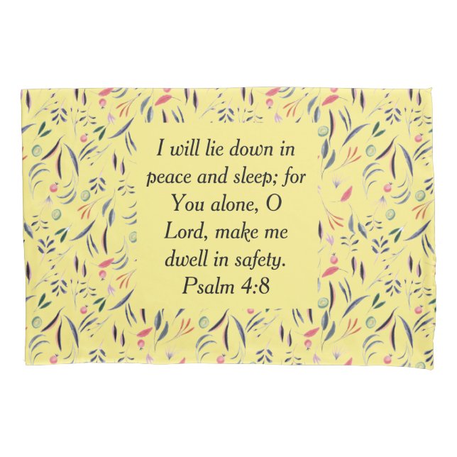 FLORAL Yellow Customisable Christian Bible Verse Pillowcase (Front)