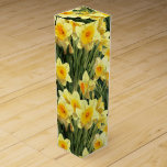Floral Yellow Daffodil Pretty Wine Box<br><div class="desc">This pretty floral wine gift box is the perfect way to wrap that special gift for any occasion. This design template features a pattern of yellow daffodils. Designed by world renowned artist Tim Coffey.</div>