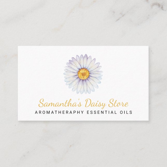 Floral Yellow Daisy watercolor aromatheraphy Business Card (Front)