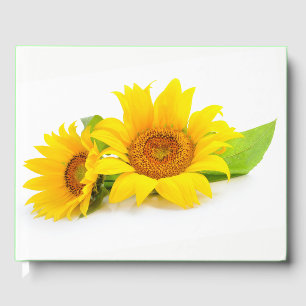 Floral Yellow & Green Sunflowers Wedding Party Guest Book