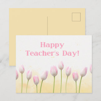 Floral Yellow Happy Teachers Day Postcard