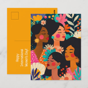 Floral Yellow International Women's Day Postcard