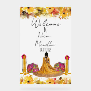 Floral yellow Mendhi sign