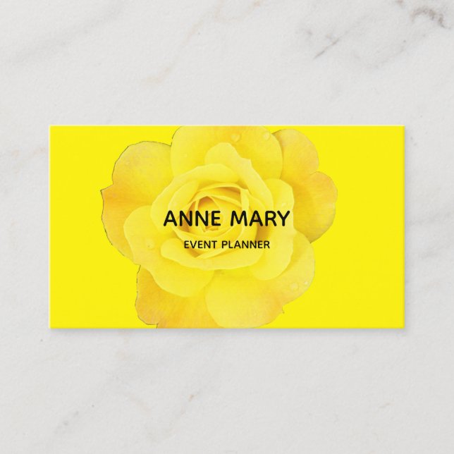 Floral Yellow Modern Colourful Event Planner Trend Business Card (Front)