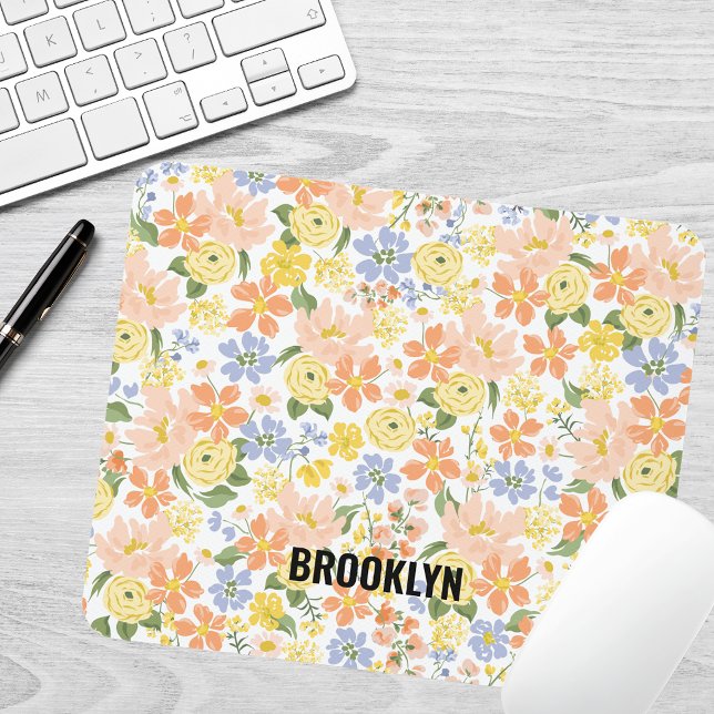 Floral Yellow Peach Mouse Mat (Creator Uploaded)