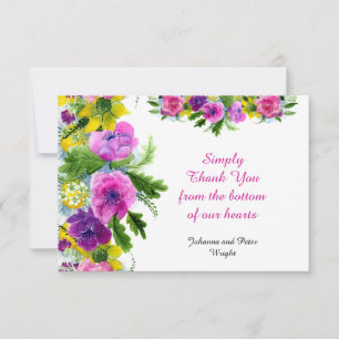 Floral, yellow, purple, fuchsia... a joyful  thank you card