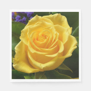 Floral Yellow Rose Flower Wedding Party Napkin
