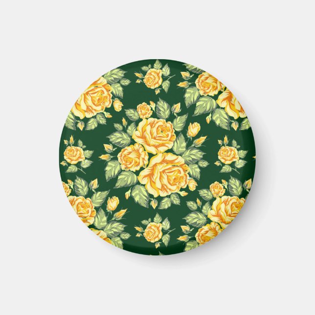 Floral Yellow Roses Pattern Magnet (Front)