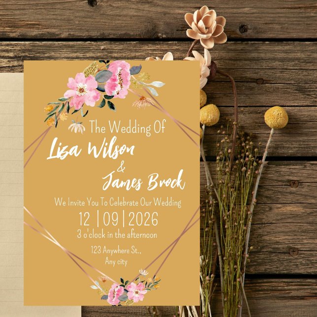 Floral yellow Rustic Wedding  Invitation (Creator Uploaded)
