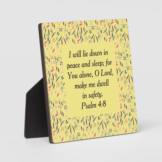 FLORAL Yellow SLEEP IN SAFETY Christian Bedroom Plaque (Front)