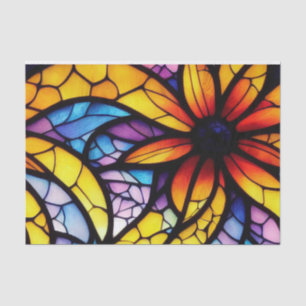 Floral Yellow Stained Glass Decoupage Tissue Paper