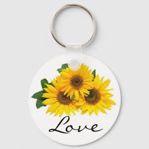 Floral Yellow Sunflower Love Flower Keychain