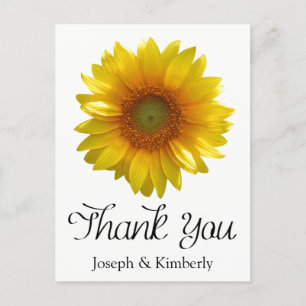 Floral Yellow Sunflower Thank You Flower Wedding Postcard
