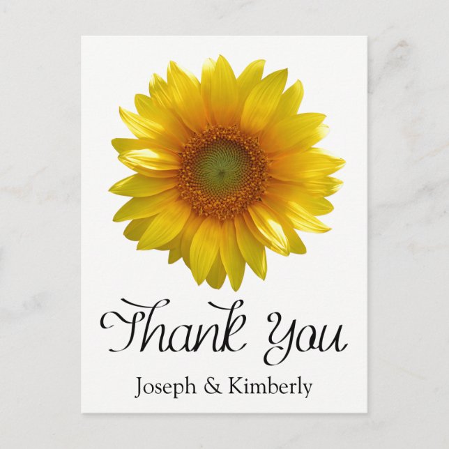 Floral Yellow Sunflower Thank You Flower Wedding Postcard (Front)